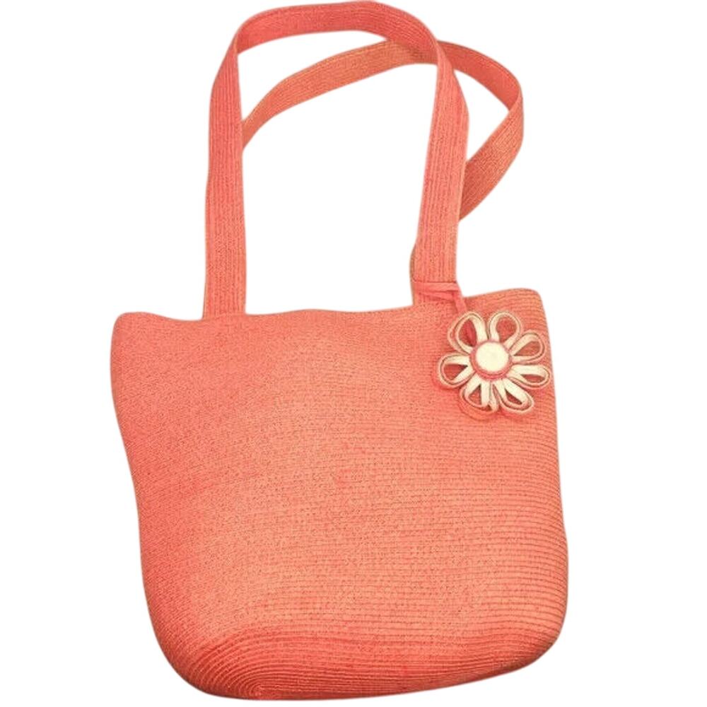 Vintage Liz Claiborne Pink Straw tote